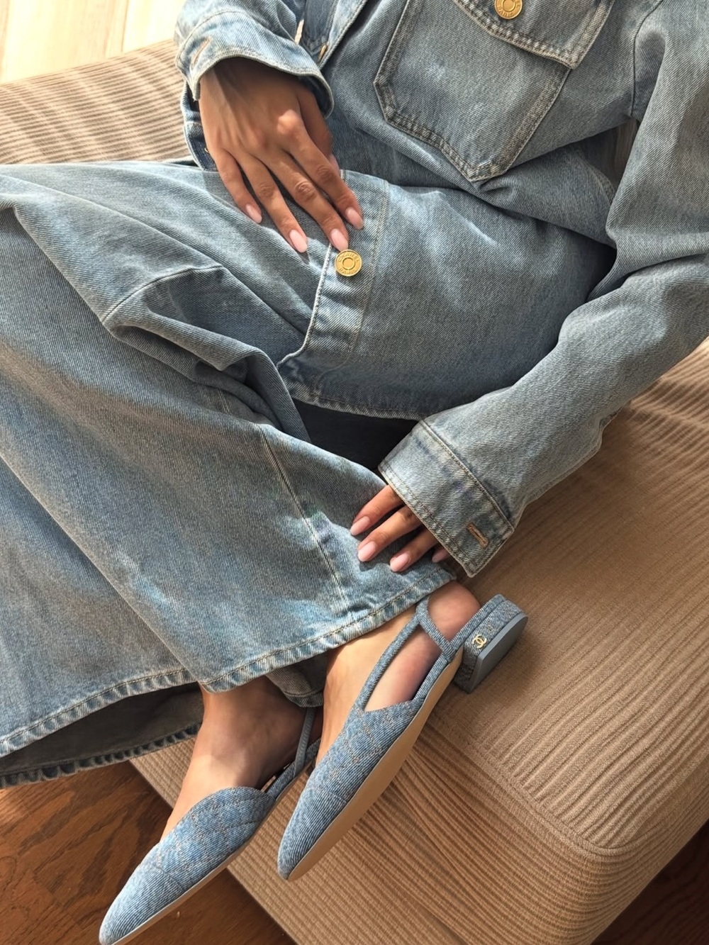 Chanel 26B Light Denim Slingback Flats | Size 38.5 - Picture 6 of 16